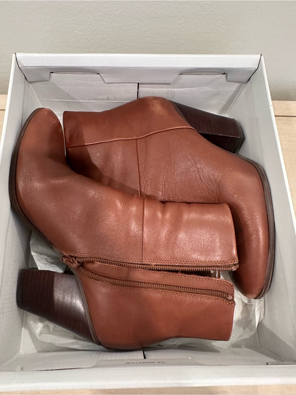 Steve Madden Chestnut Brown Leather Ankle Boots with Block Heel